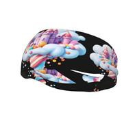 Bandeau de sport tendance décoratif FUUNTL Candy Castle in the Clouds Picture Headbands pour homme et femme