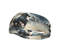 Bandeau de sport tendance décoratif FUUNTL Chevaux courant sauvage dans la rivière Images Bandeaux pour hommes et femmes