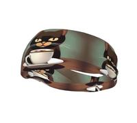 Bandeau de sport tendance décoratif FUUNTL Coffee Cats Drink Coffee Picture Headbands for men and women