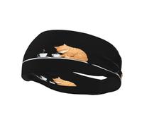 Bandeau de sport tendance décoratif FUUNTL Lazy Cat buvant du café pour homme et femme