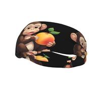 Bandeau de sport tendance décoratif FUUNTL Little Monkey eating Peach Picture Headbands for men and women