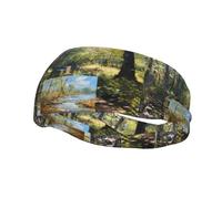 Bandeau de sport tendance décoratif FUUNTL Painting Board next to the stream Picture Headbands for men and women