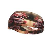 Bandeau de sport tendance décoratif FUUNTL Sugar Horror Skull Flowers Rose Picture Bandeaux pour homme et femme