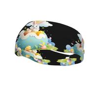 Bandeau de sport tendance décoratif WHJSSF Œuf de Pâques Paradis sur les nuages Motif évacuation de l'humidité élastique adapté pour le cyclisme, le yoga, la course à pied