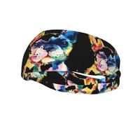 Bandeau de sport tendance décoratif YYHHAOFA French Dog Puppy Bandeaux imprimés à la main pour hommes et femmes