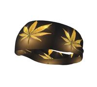 Bandeau de sport tendance décoratif YYHHAOFA Golden Cannabis imprimé Bandeaux pour hommes et femmes