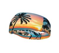 Bandeau de sport tendance décoratif YYHWHJDE Coucher de soleil Océan avec palmiers tropicaux crépuscule Motif paysage pour homme et femme