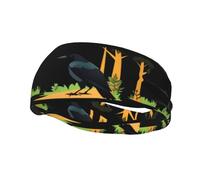 Bandeau de sport tendance décoratif YYHWHJDE Crow in the forest Pattern Headbands for men and women
