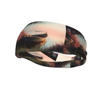 Bandeau de sport tendance décoratif YYHWHJDE Petit bateau sur la rive du lac Motif Bandeaux pour homme et femme