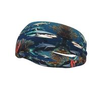 Bandeau de sport tendance et décoratif HJFCZH Sharks Under the Sea Imprime l'humidité élastique adapté pour le cyclisme, le yoga, la course à pied