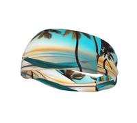 Bandeau de sport tendance et décoratif HJFCZH Sunset Beach View Prints évacuant l'humidité élastique adapté pour le cyclisme, le yoga, la course à pied