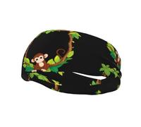 Bandeau de sport tendance WHJSHOP Little Monkey on the vine Printed Headbands Absorbe la transpiration pour homme et femme