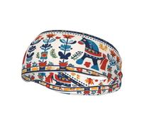 Bandeau de sport tendance WHJSHOP suédois Dala Horse Folk imprimé Bandeaux absorbants la transpiration pour homme et femme