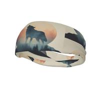 Bandeau de sport tendance WHJSHOP Wolf and Moon imprimé pour homme et femme