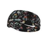 Bandeau de sport tendance YUGTAEE Funny Cats Birds and Flowers Picture Headbands Absorbe la sueur pour homme et femme