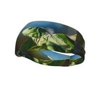 Bandeau de sport tendance YUGTAEE Green Lizard Picture Headbands Absorbe la transpiration pour homme et femme