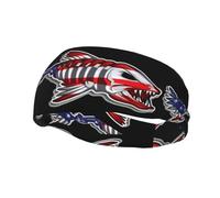 Bandeau de sport tendance YUGTAEE USA Bone Fish Picture Headbands Absorbe la transpiration pour homme et femme