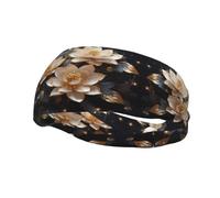 Bandeau de sport unique bohème motif lotus doré, léger, pas tendu pour la course à pied, l'exercice en plein air