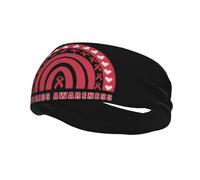 Bandeau de sport unisexe à motifs de cœurs arc-en-ciel rouges, symbole de sensibilisation au VIH/SIDA.