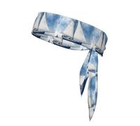 Bandeau de sport unisexe à nouer pour tennis, ninja, course à pied, motif voilier bleu