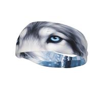Bandeau de Sport Unisexe élastique White Wolf in Snow pour Gym, Yoga, entraînement et Exercices, Bandeau Anti-Transpiration