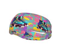 Bandeau de Sport Unisexe imprimé Patins à roulettes colorés rétro pour la Course à Pied, Le Yoga, Le Fitness, Le Basket-Ball, Le Football et Le Cyclisme