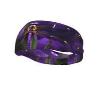 Bandeau de sport unisexe pour adulte avec imprimé libellule violet, bandeau de sport polyvalent qui évacue l'humidité