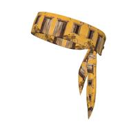 Bandeau de sport unisexe pour homme et femme avec motif maison de pierre et vélo