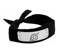 Bandeau de symbole Naruto Konoha - Accessoire de costume Shippuden - Noir, argent - 90 x 5 cm