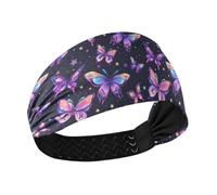 Bandeau de tennis extensible violet avec papillons rêveurs pour la randonnée, le lavage du visage, le sport athlétique, vinchas para el cabello de mujer
