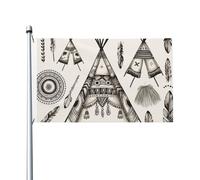 Bandeau de tente tipi en plumes pour l'extérieur 0,9 x 1,5 m, drapeau de jardin saisonnier double face, bannière avec œillets, drapeau d'extérieur pour décoration de maison, toile de fond pour photo