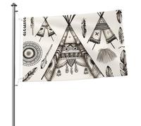 Bandeau de tente tipi en plumes pour l'extérieur 6 x 91 cm, drapeau de jardin saisonnier double face, bannière avec œillets, drapeau d'extérieur pour décoration de maison, toile de fond pour photo