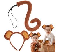 Bandeau de tête de singe avec queue - Costume animal pour enfants, serre-tête et queue - Accessoires amusants de costume de singe pour carnaval, mascarade, spectacle scolaire et devise P