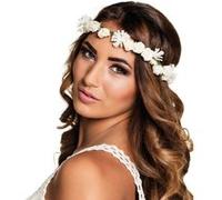 bandeau de tête ibiza fleurs tissu blanches - boland 52222 Blanc G