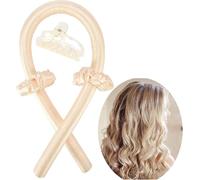 Bandeau de Tige de Curling Sans Chaleur, Nastro Ricci Senza Calore, Fer à Friser Doux Endormi, Ensemble de Cheveux Bouclés Ondulés, Bigoudis Rouleaux à Cheveux en Mousse Souple (Couleur de Malt)