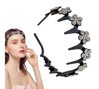 Bandeau de vagues - Bandeau de cheveux avec fleurs de strass et design sinueux - Accessoire cheveux antidérapant pour arrêter brins rebelles adultes filles douche gym lavage visage