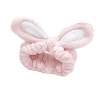 Bandeau de yoga à laver le visage, motif de lapin, large pour soins de la peau, bandeau de maquillage, avec oreilles