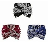 Bandeau De Yoga Croisé Imprimé Bohème Aurali, Bandeau Croisé Torsadé Acssart, Large Bohème for Femmes, Tissu Doux Antidérapant, Accessoires for Cheveux D'entraînement(3PCS-A)