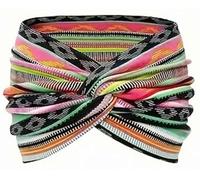 Bandeau De Yoga Croisé Imprimé Bohème Aurali, Bandeau Croisé Torsadé Acssart, Large Bohème for Femmes, Tissu Doux Antidérapant, Accessoires for Cheveux D'entraînement(#E)