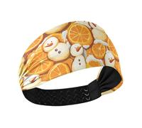 Bandeau de yoga extensible pour femme avec motif bonshommes de neige et fruits oranges pour le tennis, la gym, le basket-ball, le yoga