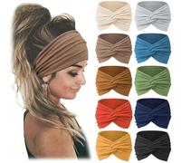 Bandeau de yoga imprimé croix, style bohème et imprimé cachemire, large élastique avec nœud torsadé, antidérapant (10 pièces-F, M)