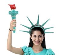 Bandeau Déesse D'Halloween - Ensemble De Torche Couronne Statue De La Liberté Coiffe Réglable En PU | Accessoire De Costume De Cosplay-accessoire De Jeu De Rôle De Mascarade De Fête De Festival, Ajust