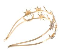 Bandeau Déesse Double Couche Étoiles Lune, Couronne Or Femme