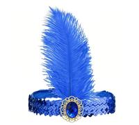 Bandeau Délicat à Plumes et Dentelle, Soirées costumées, Blue | Bandeau à Plumes Élégamment Décoré, Parure De Cheveux De Festival Pour Femmes, Cheveux De Mariage De Festival à
