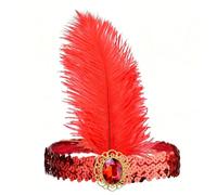 Bandeau Délicat à Plumes et Dentelle, Soirées costumées, Red | Bandeau à Plumes Élégamment Décoré, Parure De Cheveux De Festival Pour Femmes, Cheveux De Mariage De Festival à