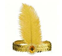 Bandeau Délicat à Plumes et Dentelle, Soirées costumées, Yellow | Bandeau à Plumes Élégamment Décoré, Parure De Cheveux De Festival Pour Femmes, Cheveux De Mariage De Festival à