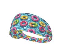 Bandeau d'entraînement coloré avec imprimé anneau de natation pour femme - Bandeau antidérapant extensible pour femme, bandeau anti-transpiration pour le sport, la course à pied, le tennis