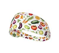 Bandeau d'entraînement pour femme avec imprimé tomate poivron et légumes - Bandeau antidérapant extensible pour femme, bandeau anti-transpiration pour le sport, la course à pied, le tennis