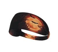 Bandeau d'entraînement pour femme - Motif chauve-souris, soleil et forêt - Bandeau extensible pour la transpiration - Pour le sport, la course à pied, l'athlétisme, le yoga, la gym, le tennis