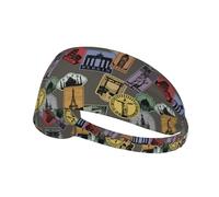 Bandeau d'entraînement pour femme - Motif Stamp Worlds - Bandeau anti-transpiration pour femme, pour le sport, la course à pied, l'athlétisme, le yoga, la gym